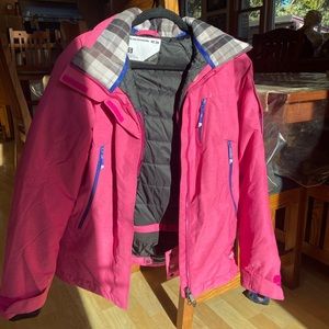 Pink Salomon clima pro storm 20000 snowboarding jacket